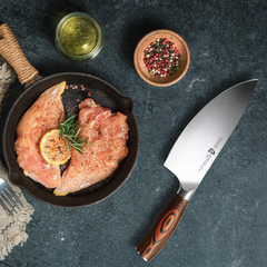 TUO Herb Rocking & Salad Knife- Vegetable Cleaver - High Carbon German Stainless Steel Kitchen Knife - Pakkawood Handle Veggie Chopper - Luxurious Gift Box Included - 7 Inch - Fiery Phoenix Series