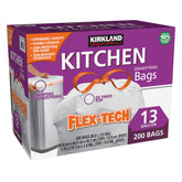 Kirkland Signature Flex-Tech 13-Gallon Kitchen Trash Bag, 200-Count