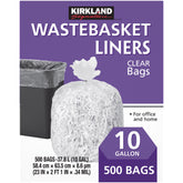 Kirkland Signature 10-Gallon Wastebasket Liner, Clear, 500-Count