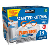 Kirkland Signature Flex-Tech 13-Gallon Scented Kitchen Trash Bags, 200-Count