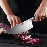 TUO Herb Rocking & Salad Knife- Vegetable Cleaver - High Carbon German Stainless Steel Kitchen Knife - Pakkawood Handle Veggie Chopper - Luxurious Gift Box Included - 7 Inch - Fiery Phoenix Series