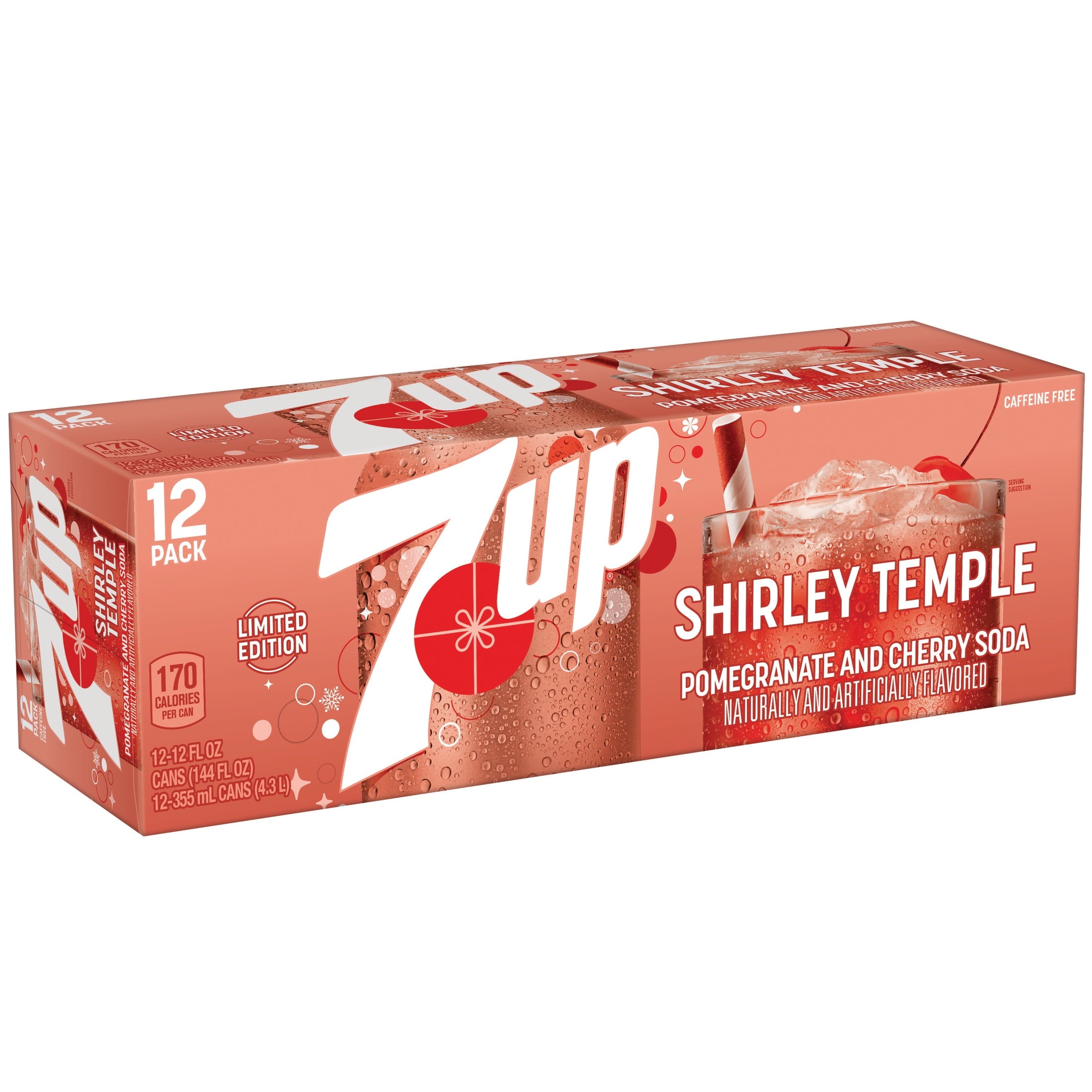 Caffeine Free Shirley Temple Pomegranate and Cherry Flavored Soda Pop, 12 Fl Oz Cans, 12 Pack