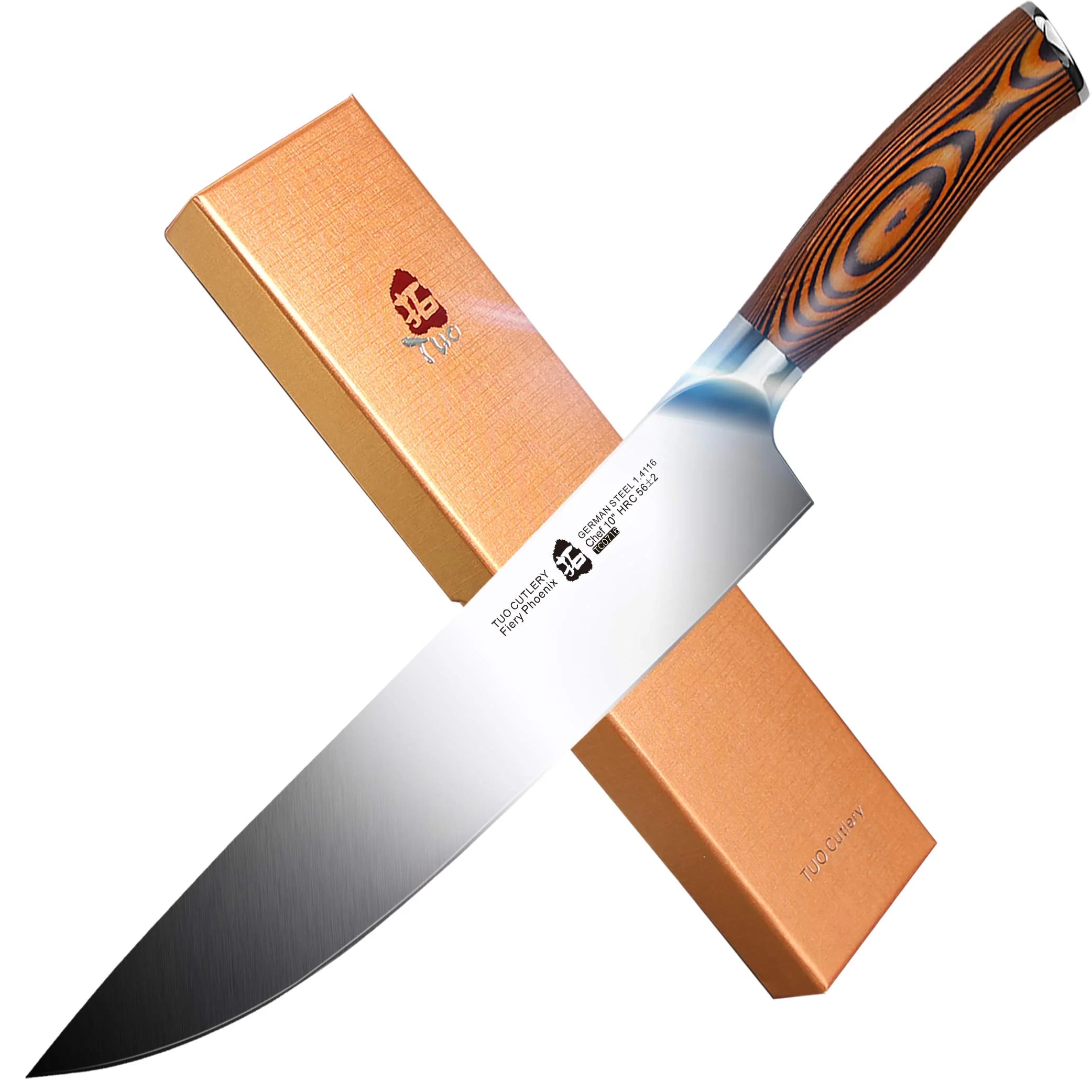 TUO Chef Knife, Pro 10 Inch Chef’S Knife, German High Carbon Stainless Steel Anti-Rust Kitchen Knives, Ergonomic Handle Fiery Phoenix Series Cutlery