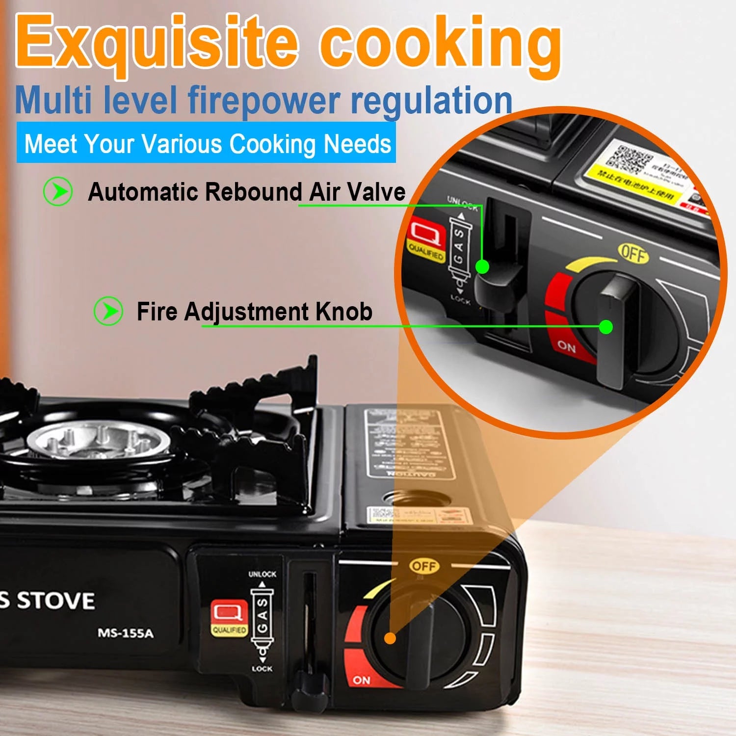 Portable Camping Stove，Butane Stove with Wind Baffle，Portable Camping Stove  for Outdoor Cooking, with Carrying Case Great for Emergency Preparedness ...