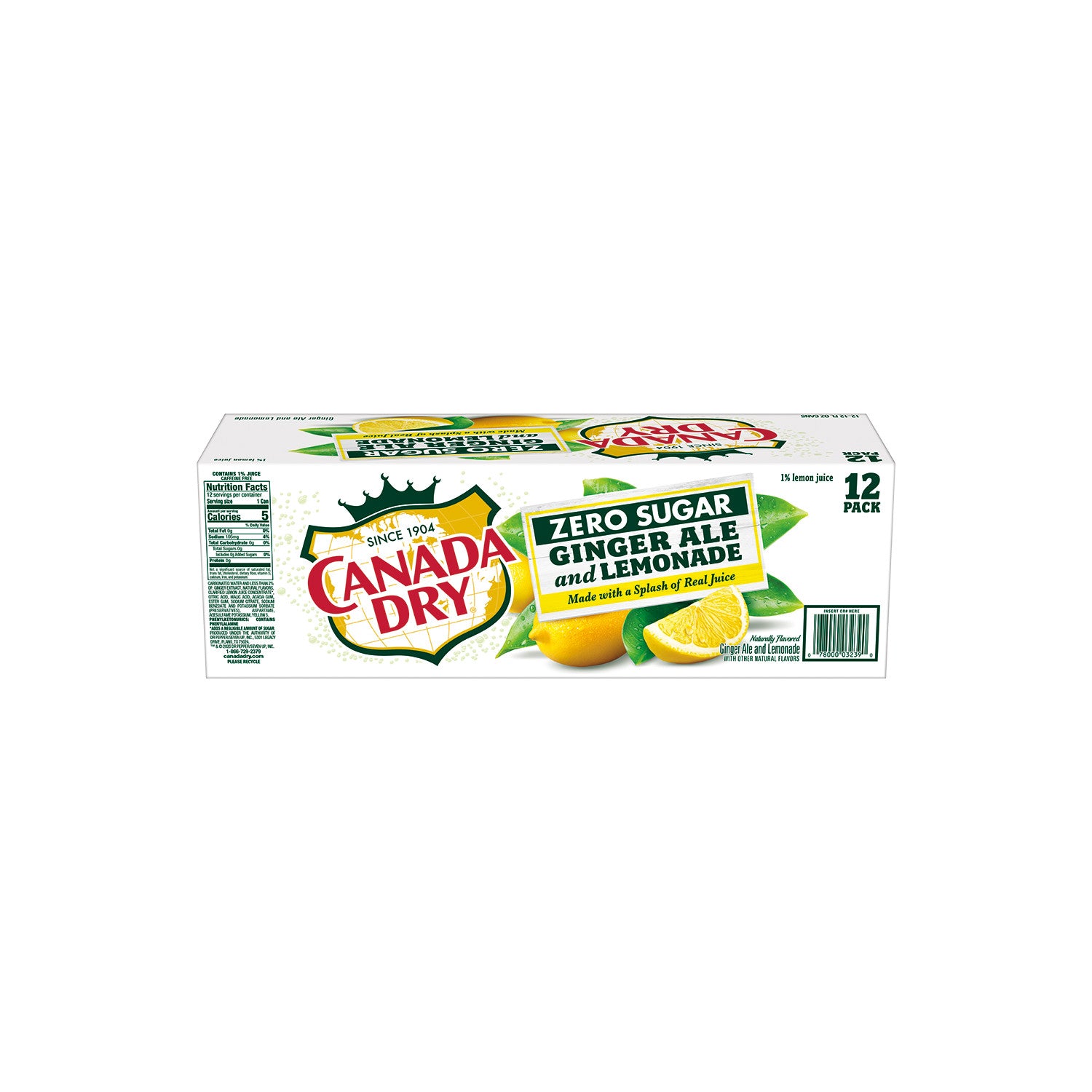 Caffeine Free Zero Sugar Ginger Ale and Lemonade Soda Pop, 12 Fl Oz, 12 Pack Cans