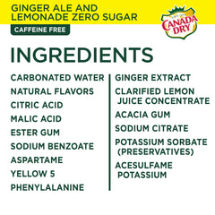 Caffeine Free Zero Sugar Ginger Ale and Lemonade Soda Pop, 12 Fl Oz, 12 Pack Cans
