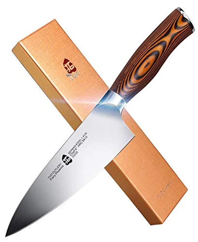 TUO Chef Knife, Pro 10 Inch Chef’S Knife, German High Carbon Stainless Steel Anti-Rust Kitchen Knives, Ergonomic Handle Fiery Phoenix Series Cutlery