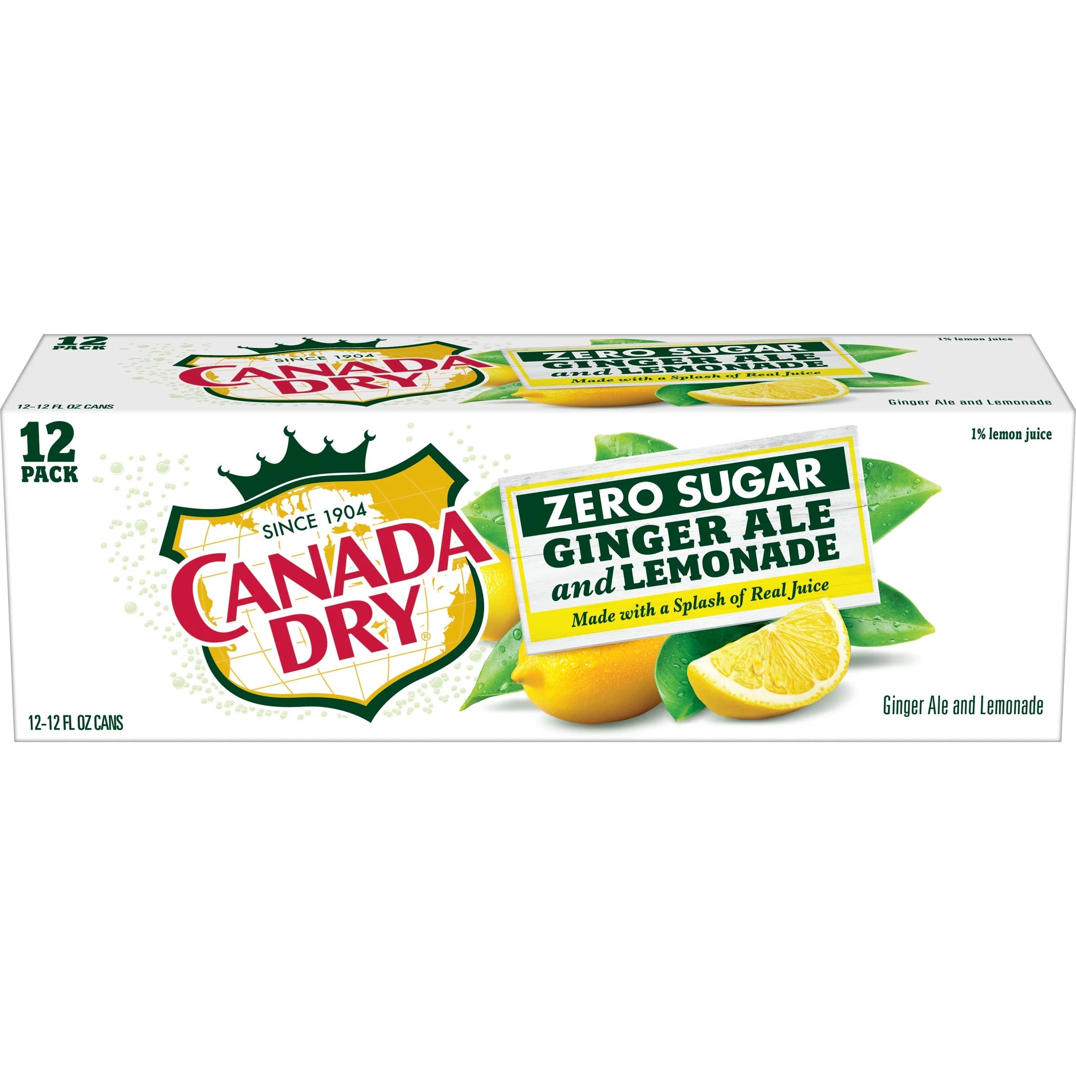 Caffeine Free Zero Sugar Ginger Ale and Lemonade Soda Pop, 12 Fl Oz, 12 Pack Cans