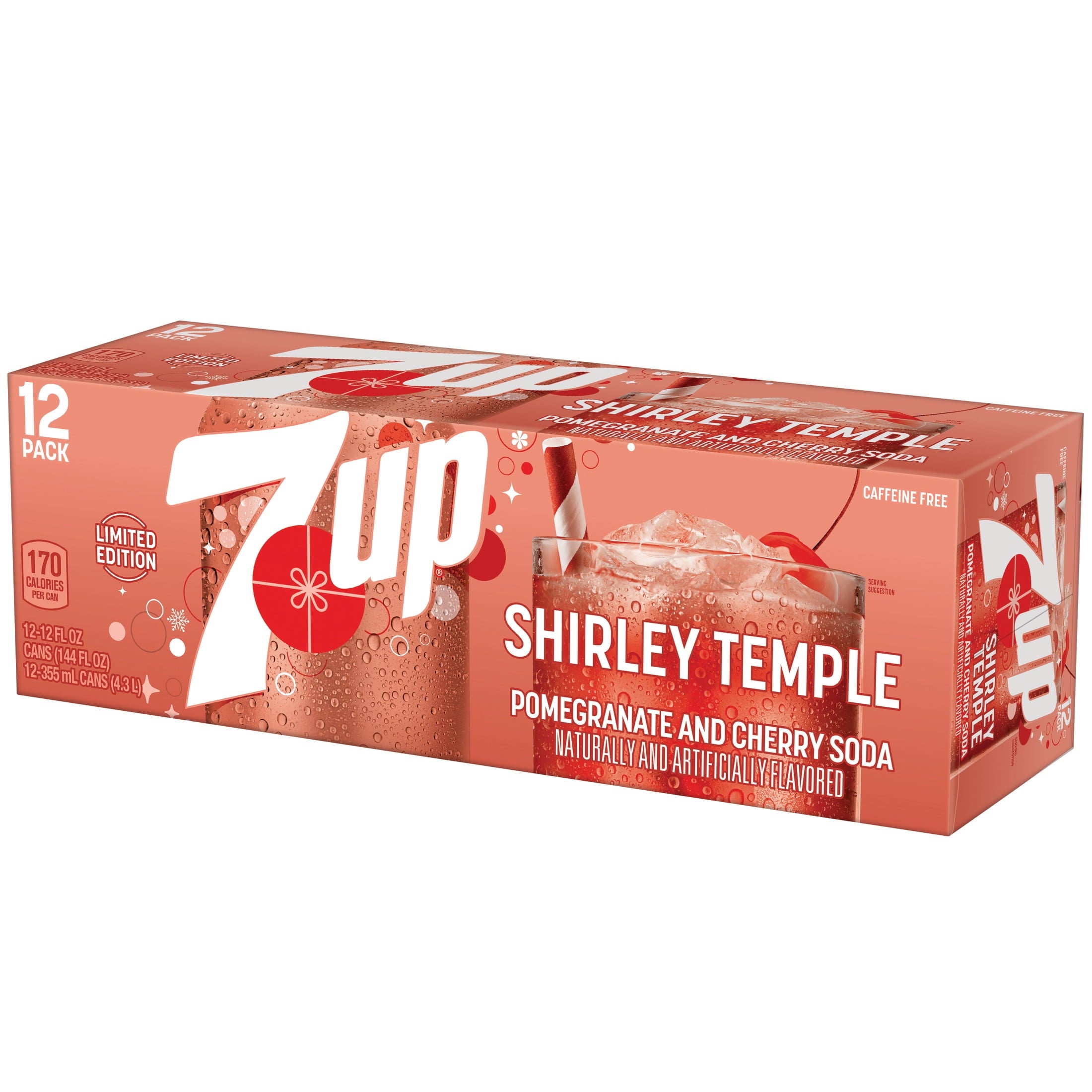 Caffeine Free Shirley Temple Pomegranate and Cherry Flavored Soda Pop, 12 Fl Oz Cans, 12 Pack