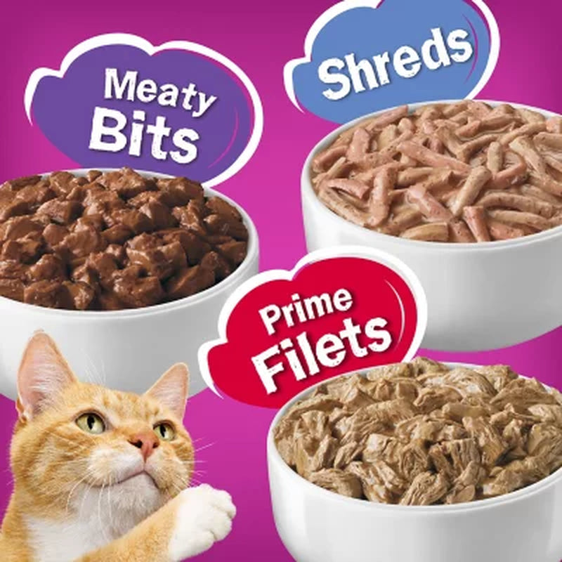 Purina Friskies Gravy Pleasers Variety Pack, Adult Wet Cat Food, 5.5 Oz., 60 Ct.