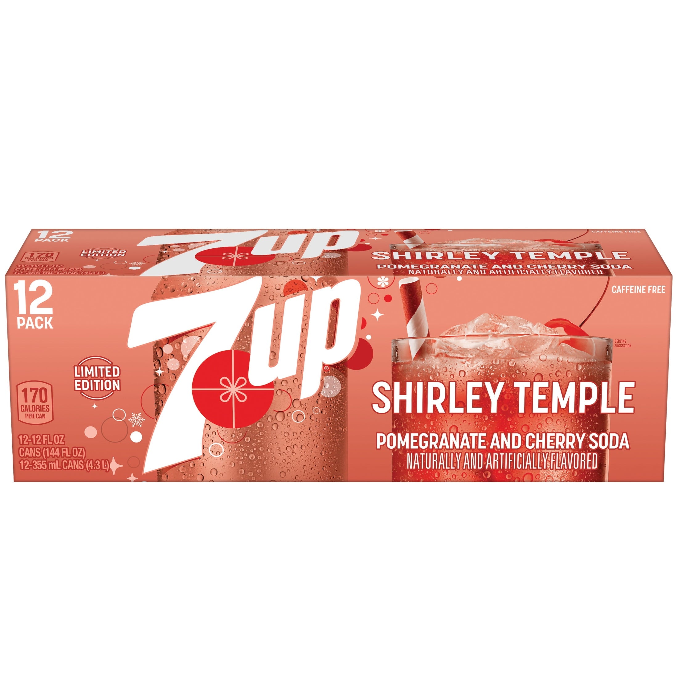 Caffeine Free Shirley Temple Pomegranate and Cherry Flavored Soda Pop, 12 Fl Oz Cans, 12 Pack