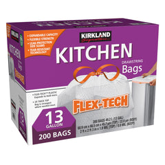 Kirkland Signature Flex-Tech 13-Gallon Kitchen Trash Bag, 200-Count
