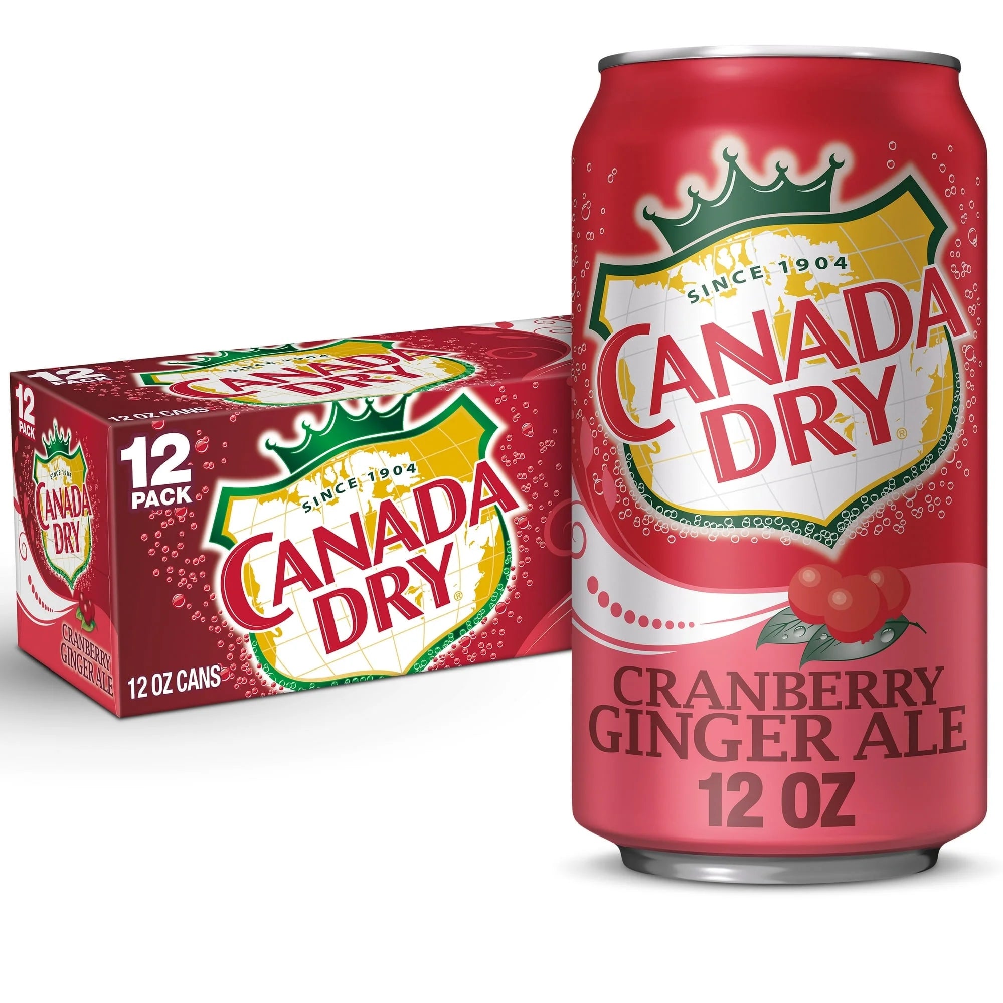 Canada Dry Caffeine Free Cranberry Ginger Ale Soda Pop, 12 Fl Oz, 12 Pack Cans