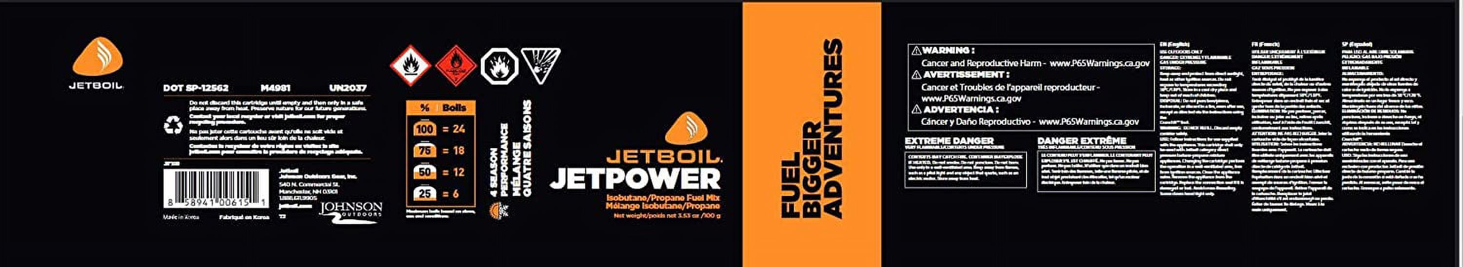 Jetpower Isobutane Propane Mix 3.53 Oz Camping Stove Replacement Fuel