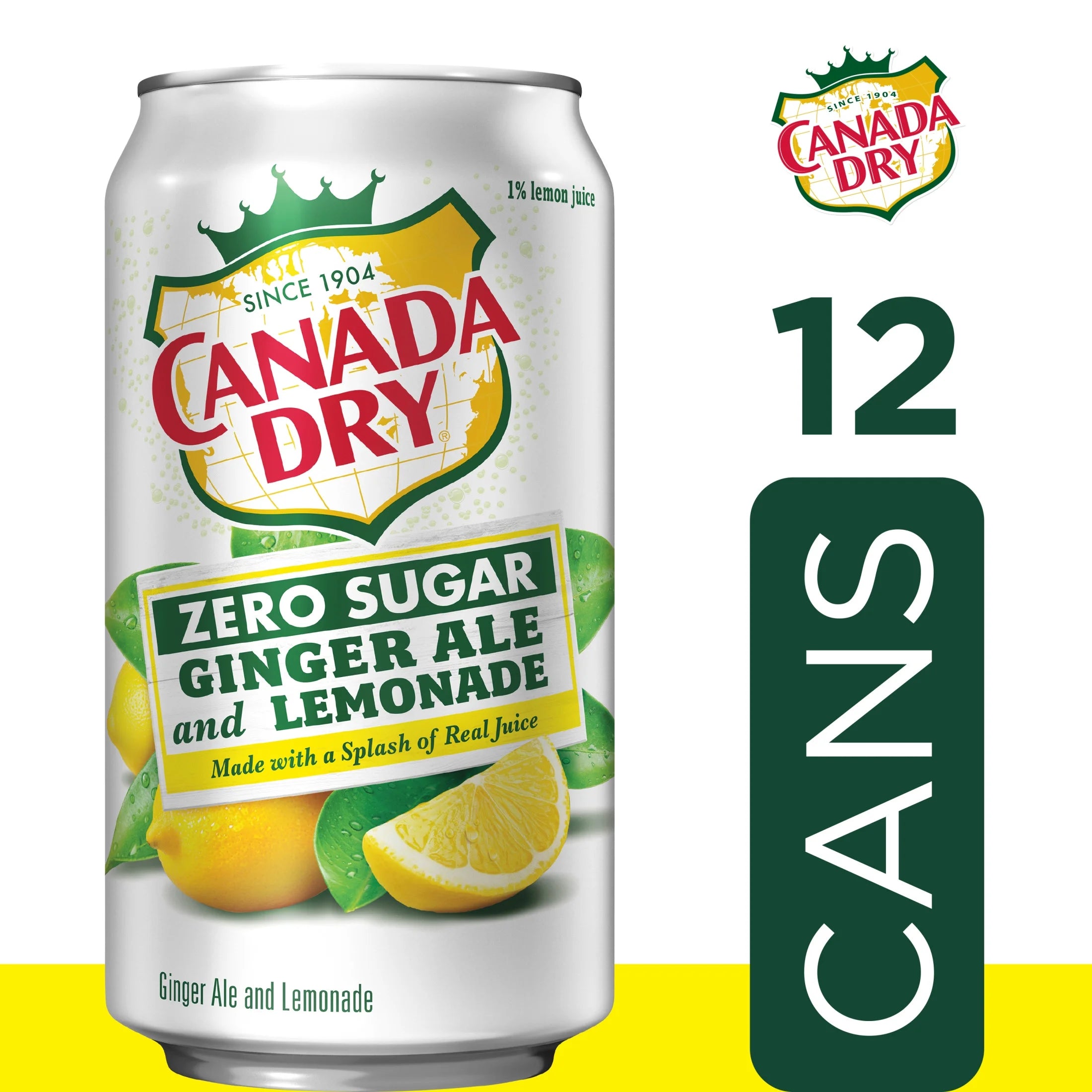 Caffeine Free Zero Sugar Ginger Ale and Lemonade Soda Pop, 12 Fl Oz, 12 Pack Cans