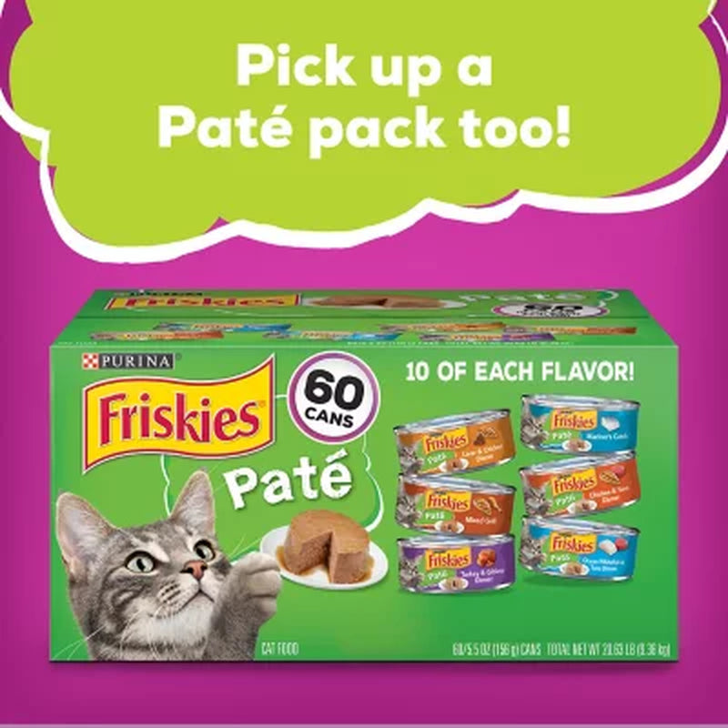 Purina Friskies Gravy Pleasers Variety Pack, Adult Wet Cat Food, 5.5 Oz., 60 Ct.